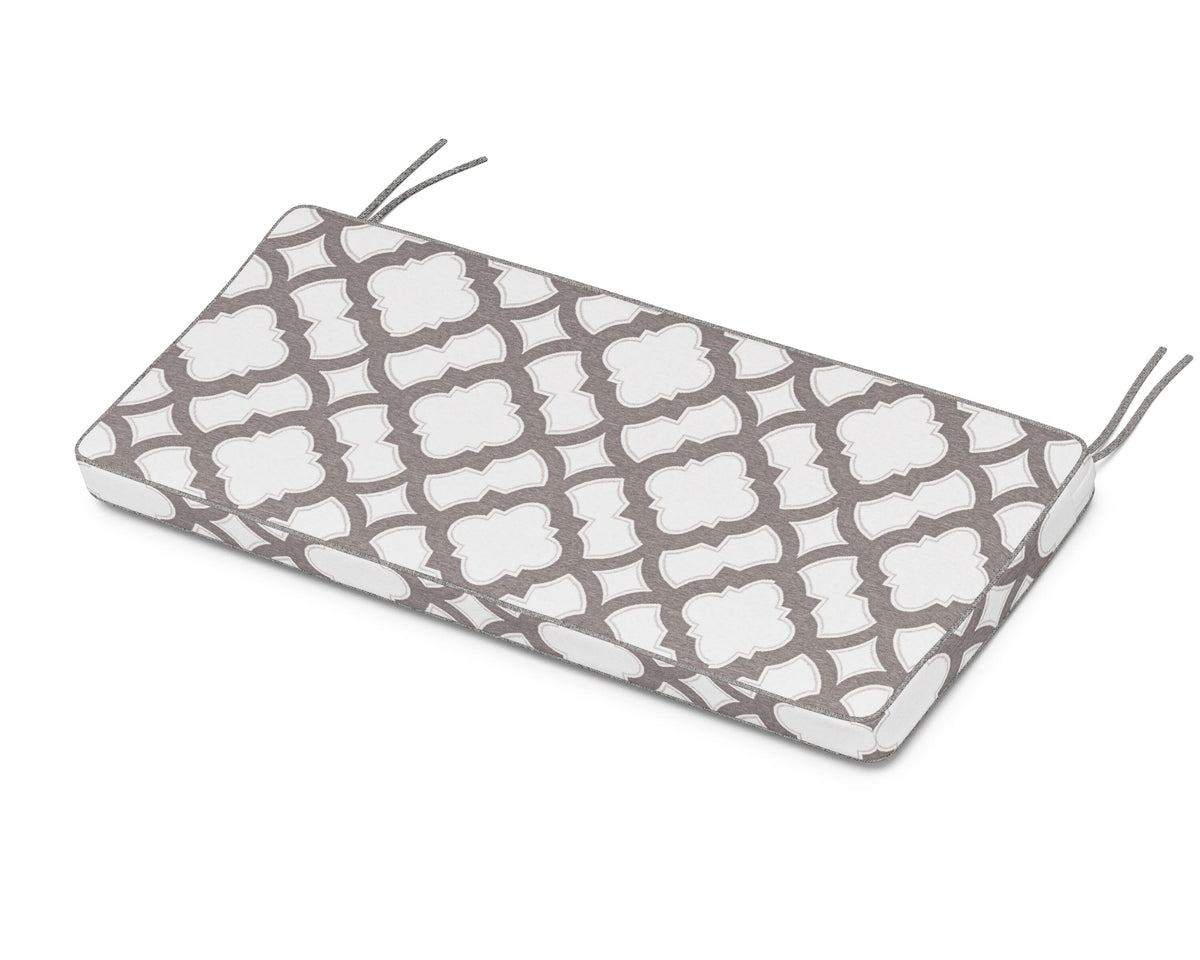 POLYWOOD Chinoiserie 48" Bench Seat Cushion in Trellis Grey Mist