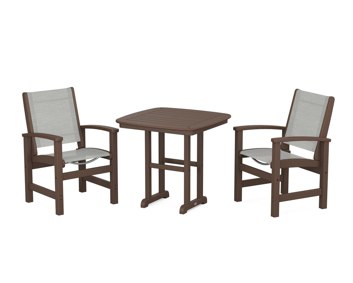POLYWOOD Coastal 3-Piece Dining Set in Mahogany / Metallic