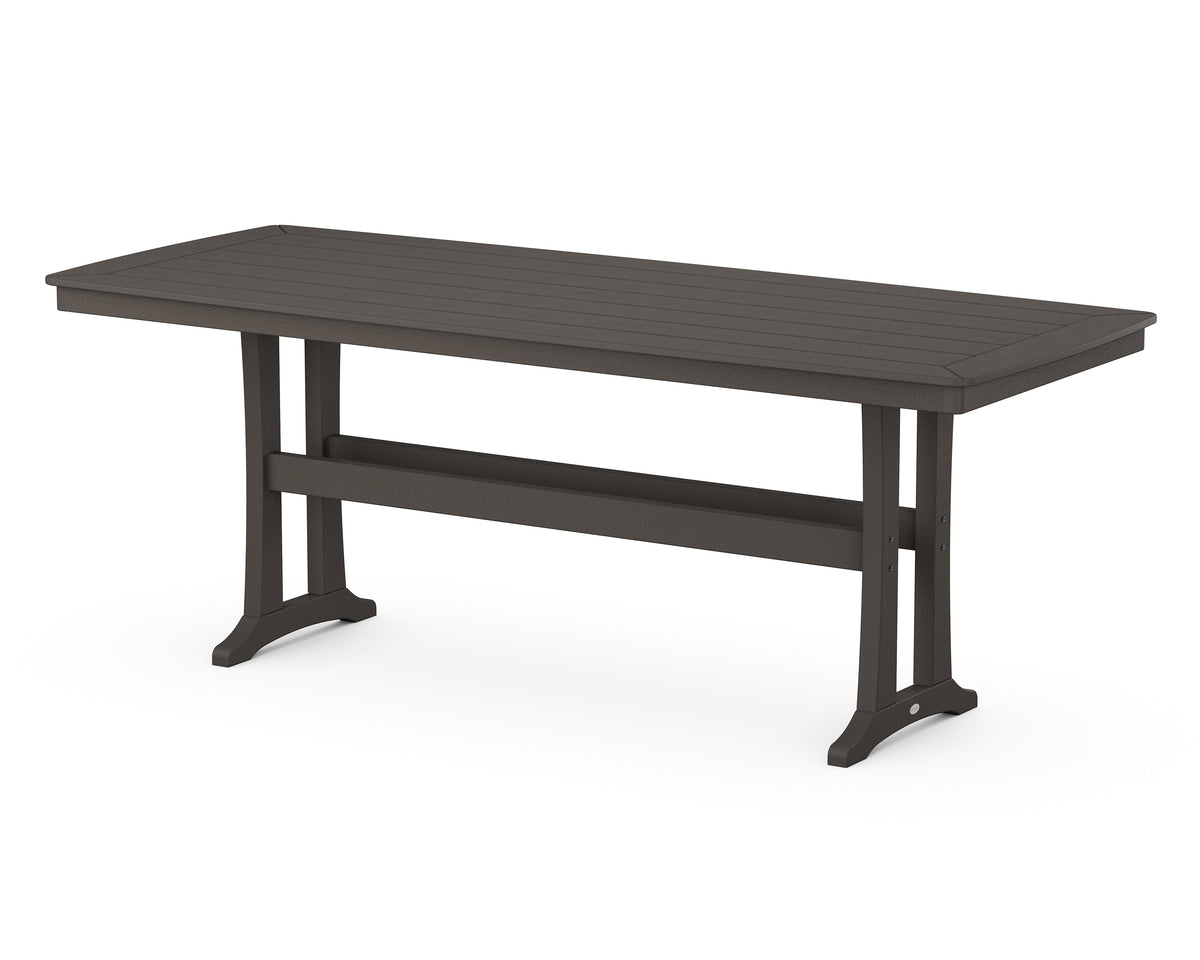POLYWOOD Nautical Trestle 39" x 97" Counter Table in Vintage Coffee