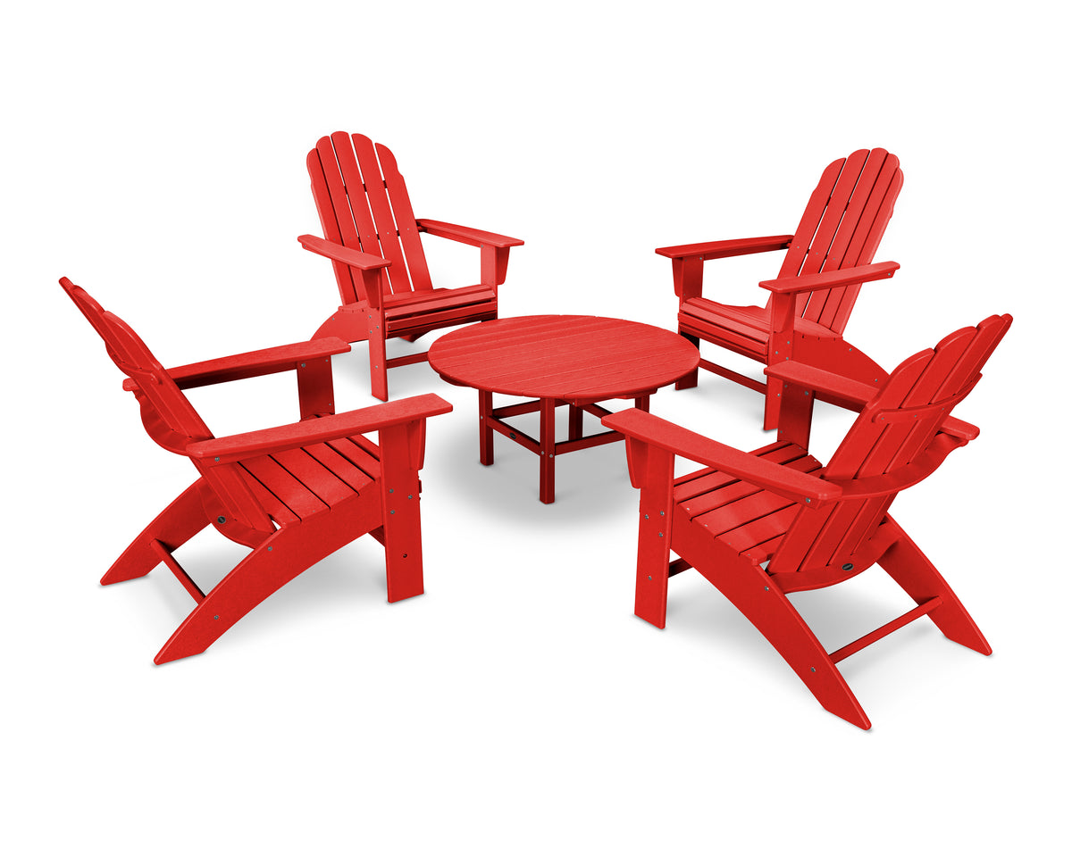 POLYWOOD Vineyard 5-Piece Oversized Adirondack Set in Sunset Red