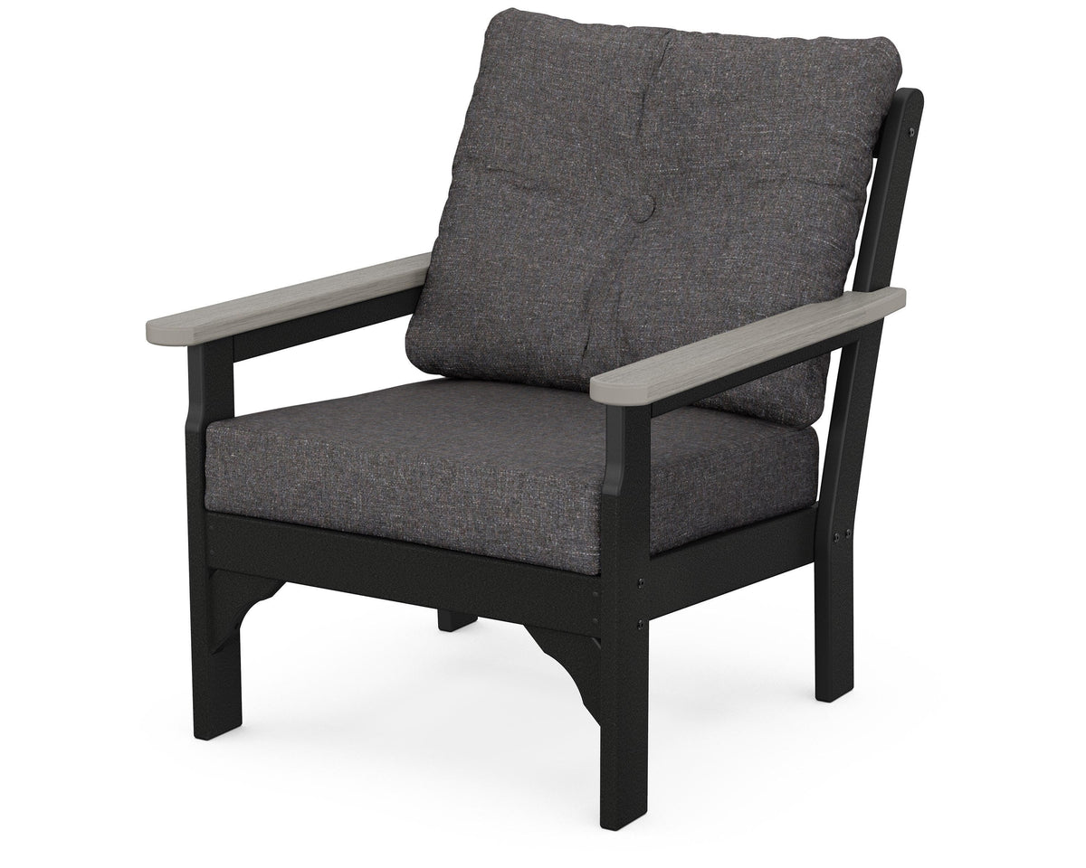 POLYWOOD Vineyard Deep Seating Chair in Black / Driftwood / Ash Charcoal