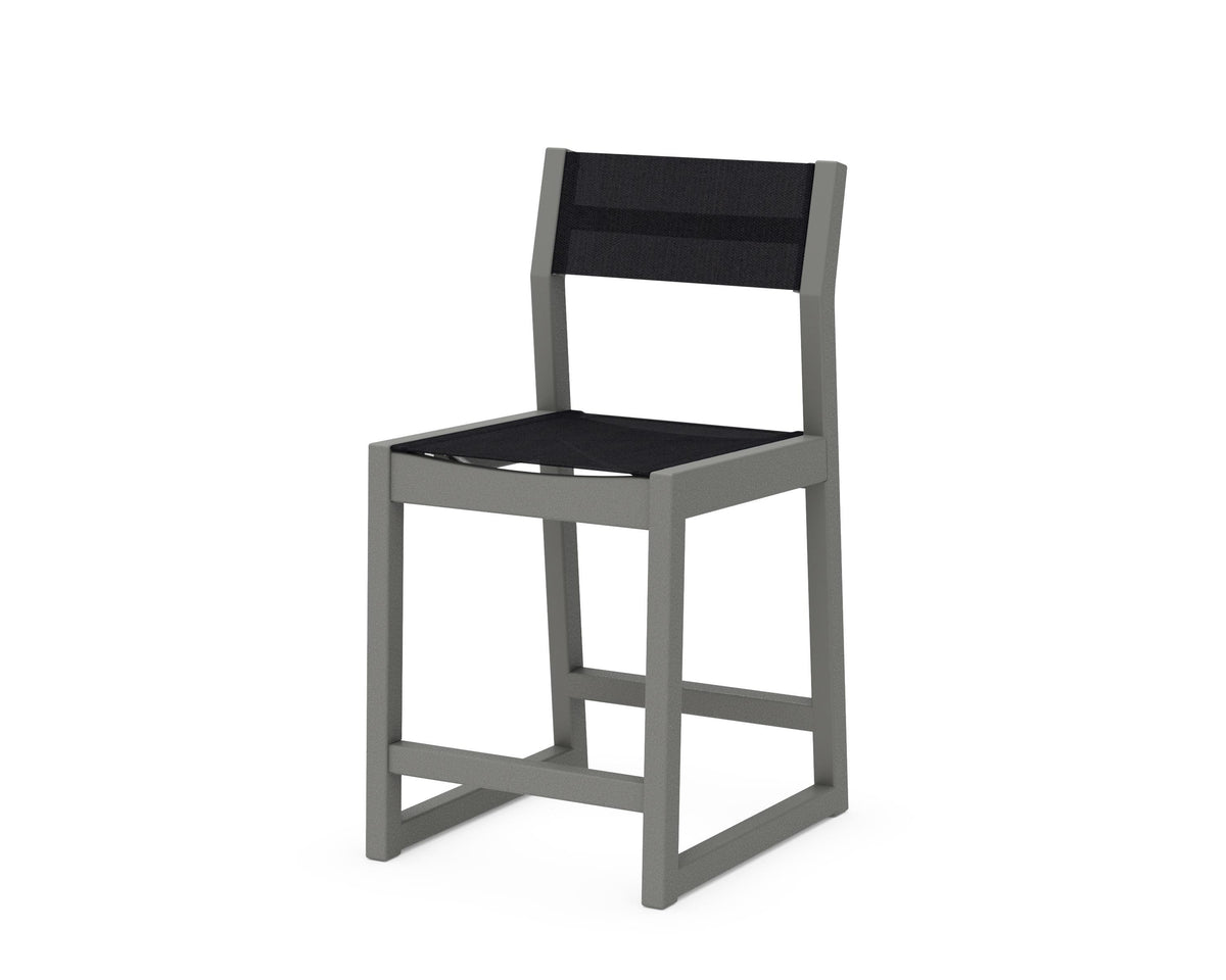 POLYWOOD EDGE Sling Counter Side Chair in Slate Grey / Black