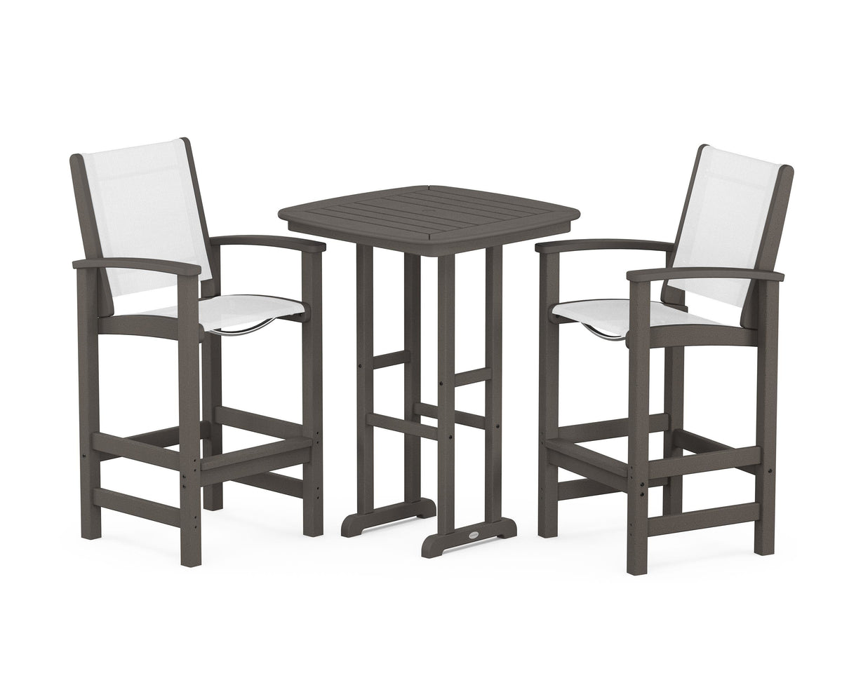 POLYWOOD Coastal 3-Piece Bar Set in Vintage Coffee / White