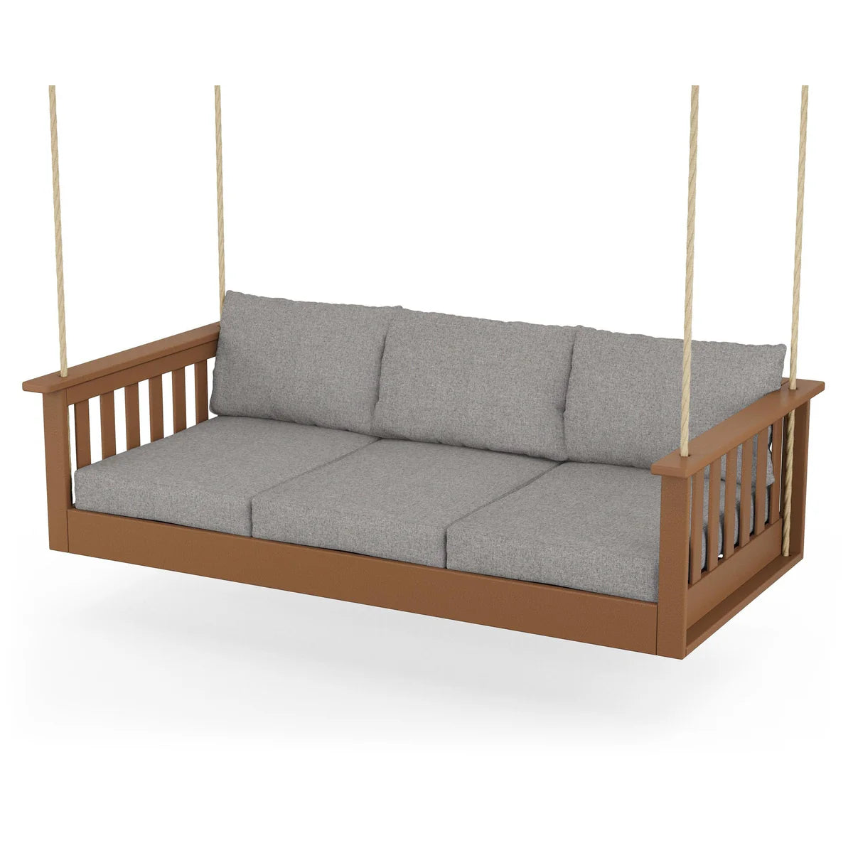 POLYWOOD Vineyard Daybed Swing in Teak / Grey Mist