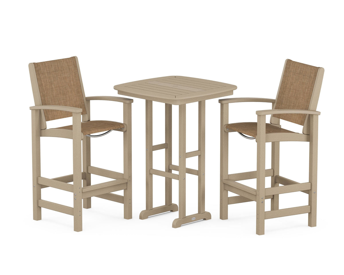 POLYWOOD Coastal 3-Piece Bar Set in Vintage Sahara / Burlap