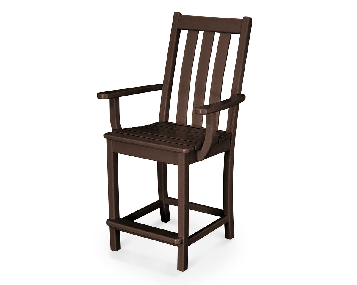 POLYWOOD Vineyard Counter Arm Chair in Mahogany