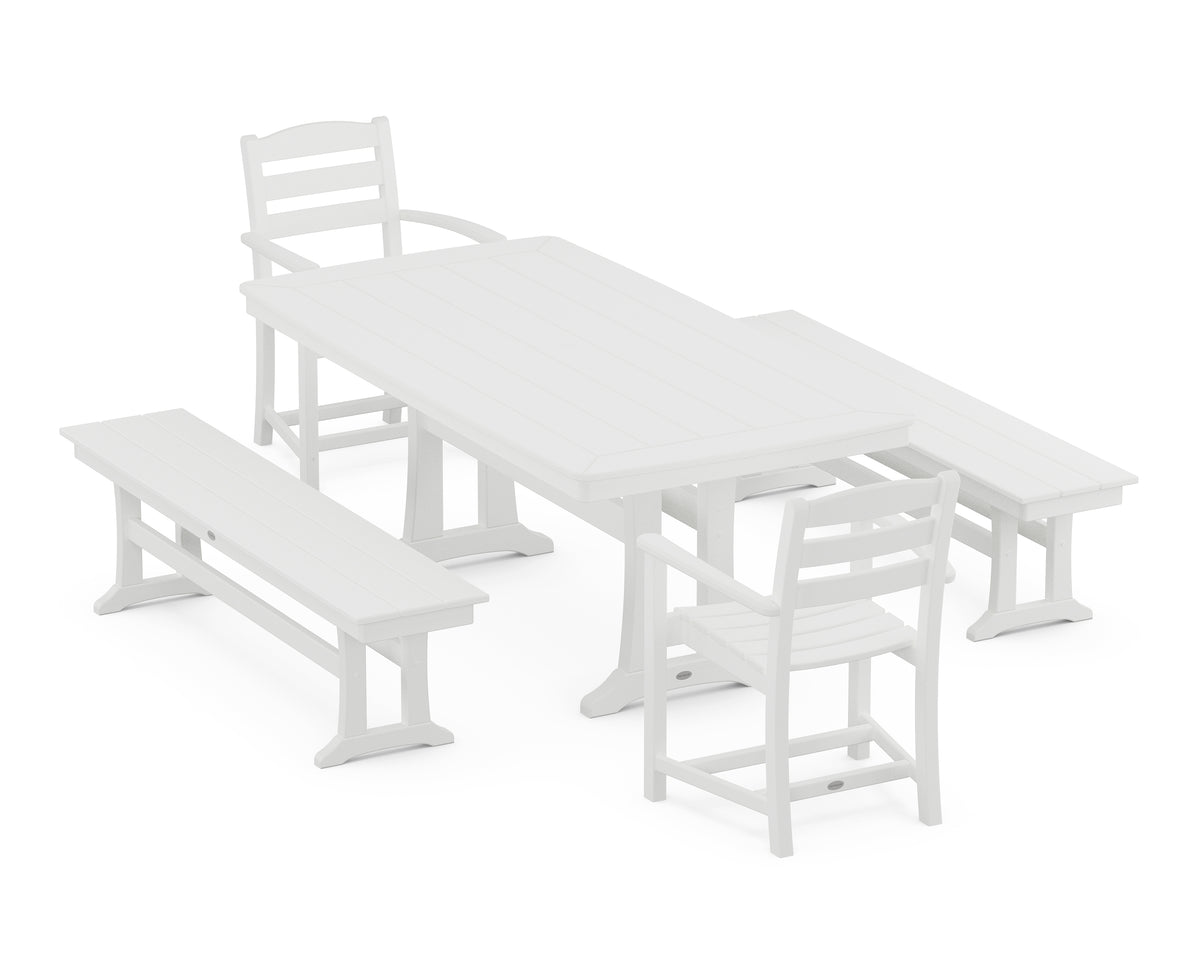 POLYWOOD La Casa Café 5-Piece Dining Set with Trestle Legs in White