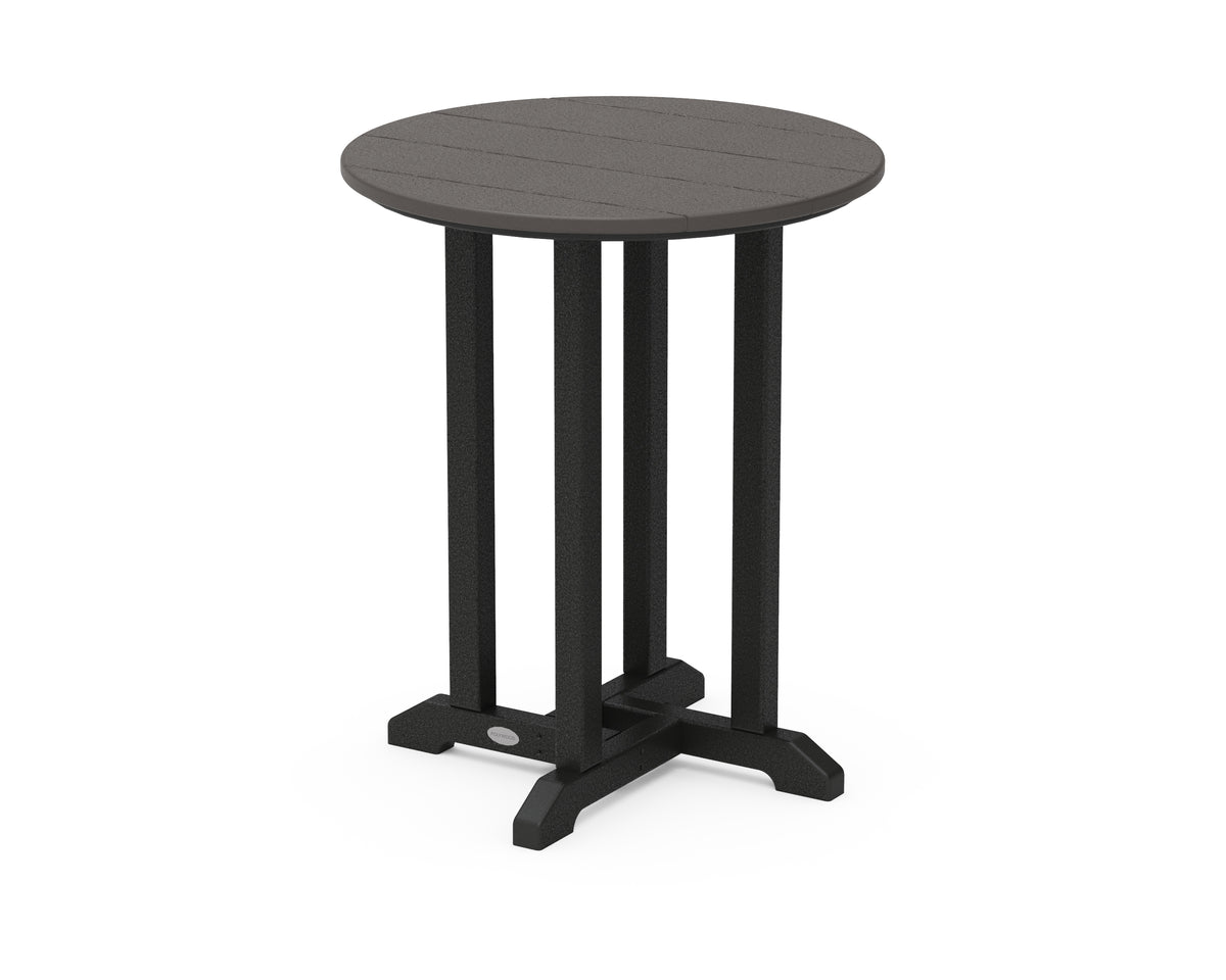 POLYWOOD Contempo 24" Round Dining Table in Black / Vintage Coffee