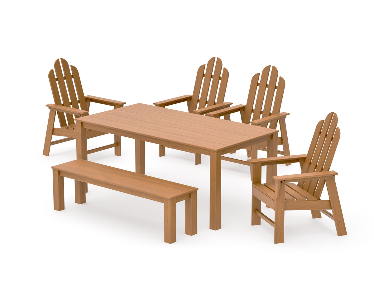 POLYWOOD Long Island 6-Piece Parsons Dining Set with Bench in Natural