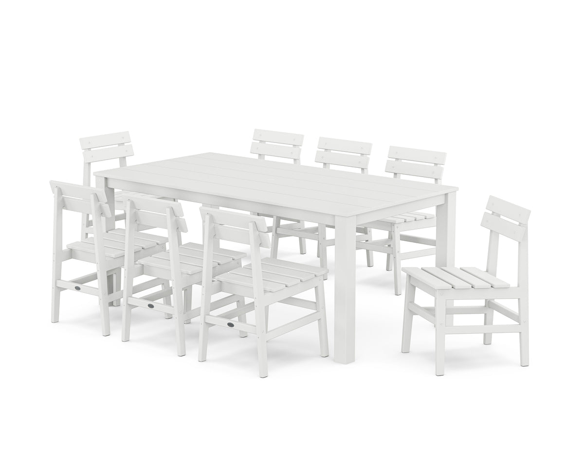 POLYWOOD Modern Studio Plaza Chair 9-Piece Parsons Dining Set in White