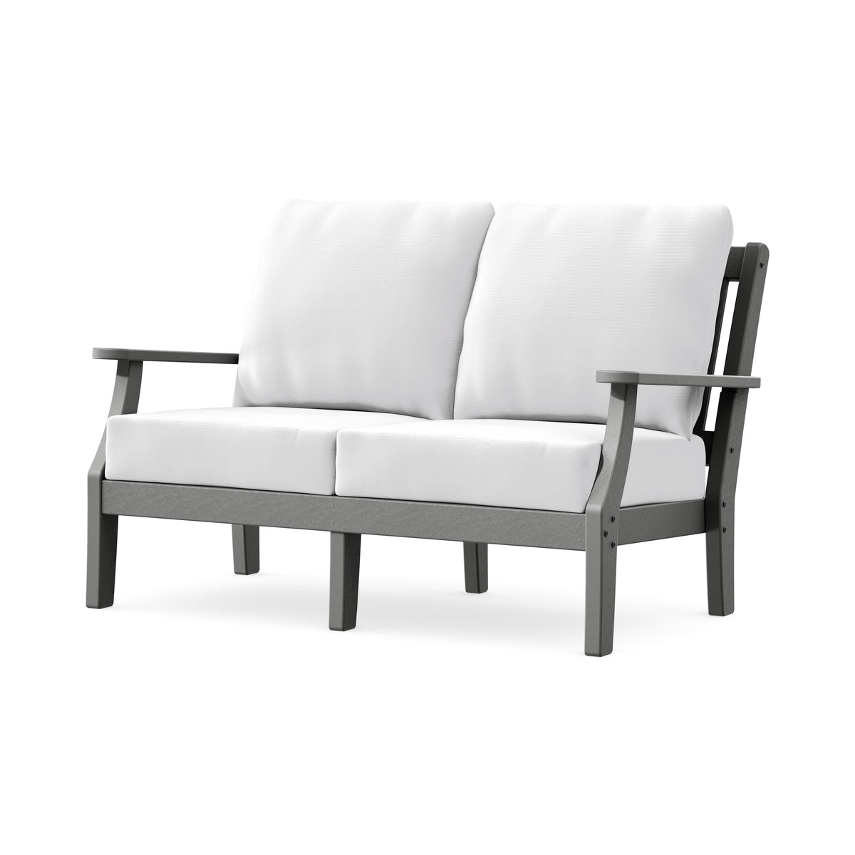 POLYWOOD Chinoiserie Deep Seating Loveseat in Slate Grey / Natural