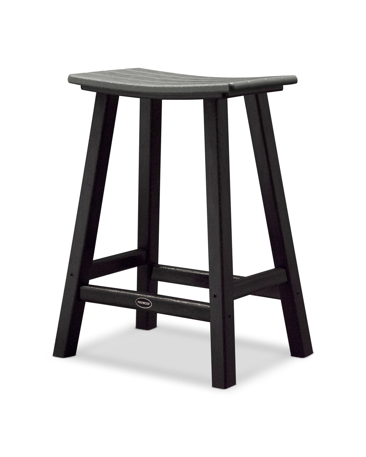 POLYWOOD Contempo 24" Saddle Counter Stool in Black / Slate Grey