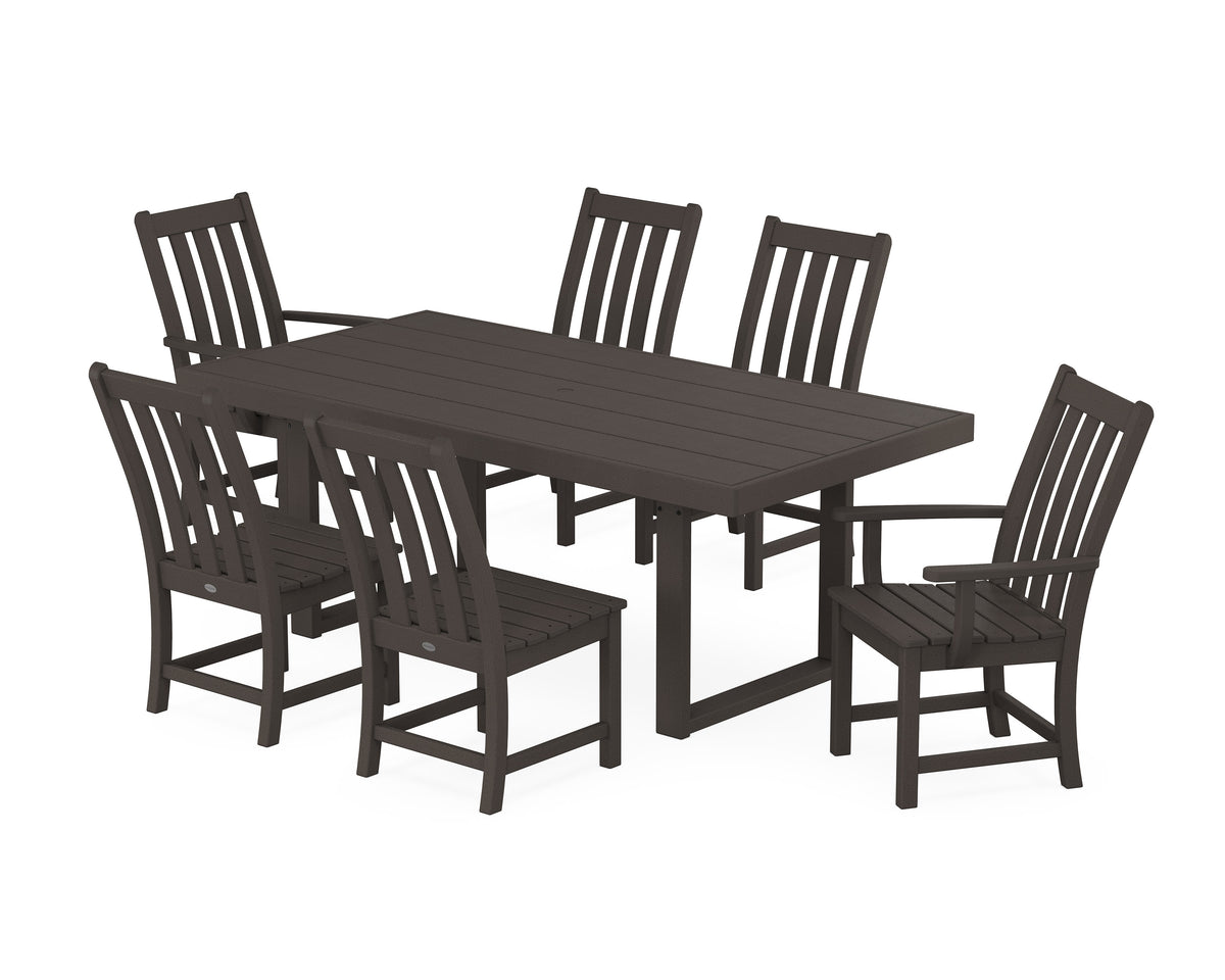 POLYWOOD Vineyard 7-Piece Dining Set - 39" x 78" Table in Vintage Coffee