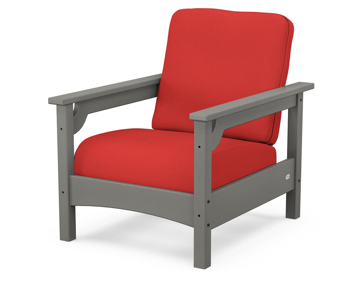 POLYWOOD Club Chair in Slate Grey / Crimson Linen