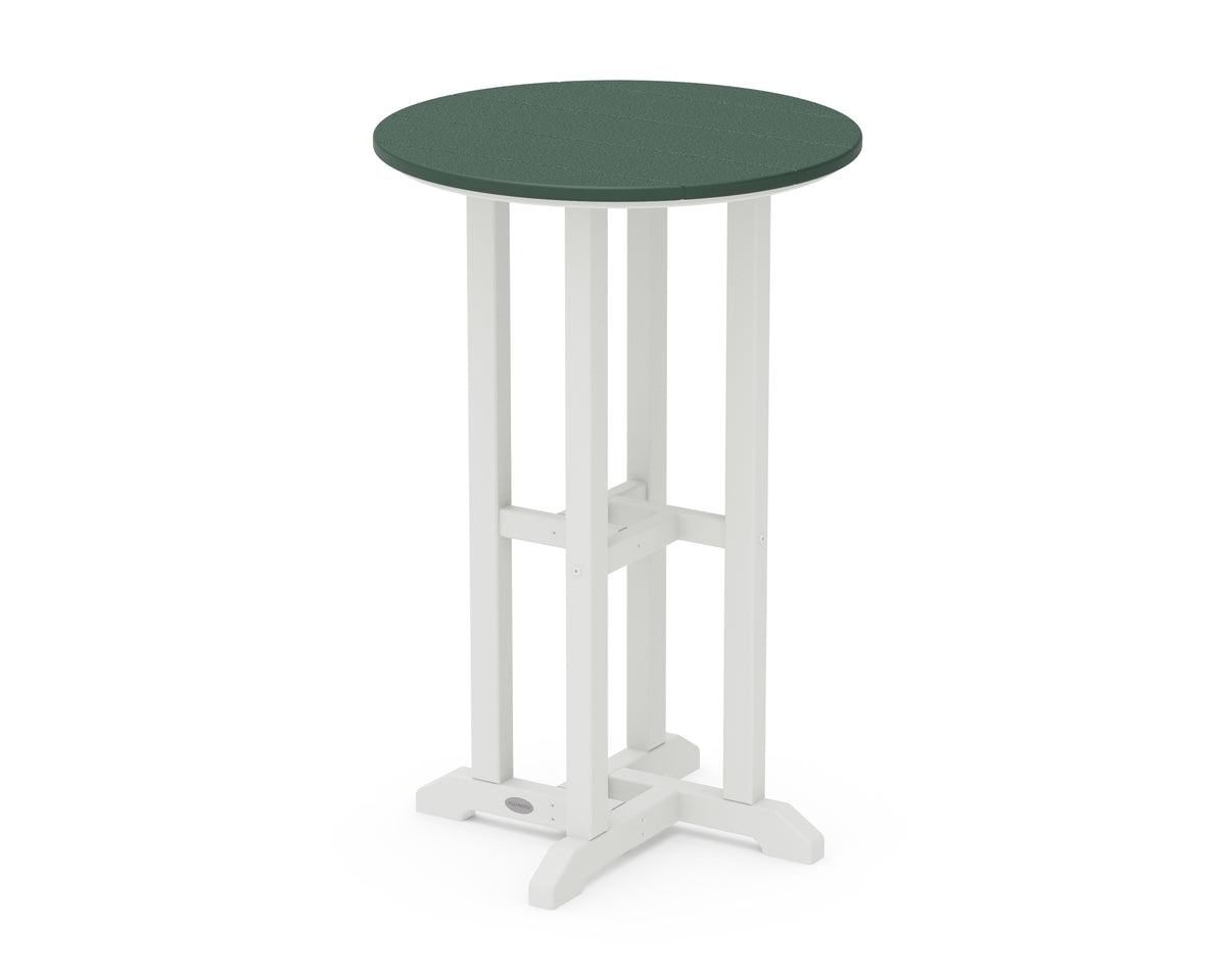 POLYWOOD Contempo 24" Round Counter Table in White / Green