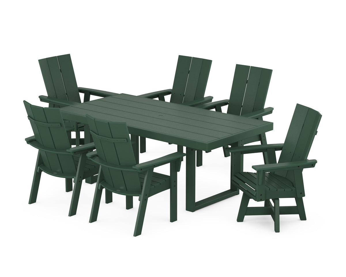 POLYWOOD Modern Adirondack 7-Piece Dining Set in Green