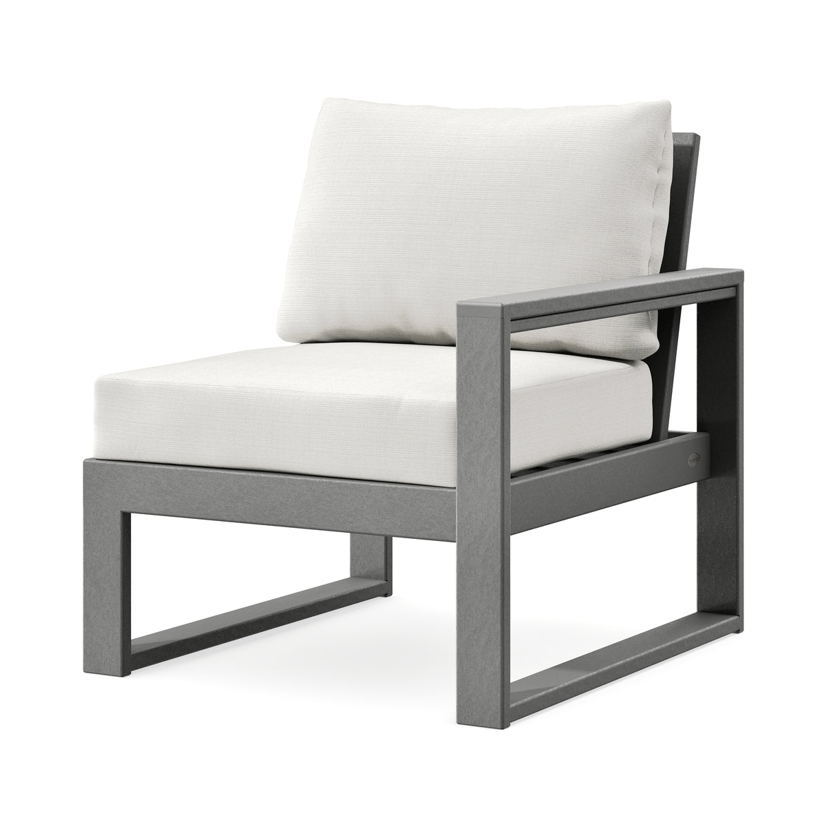 POLYWOOD EDGE Modular Right Arm Chair in Slate Grey / Natural Linen