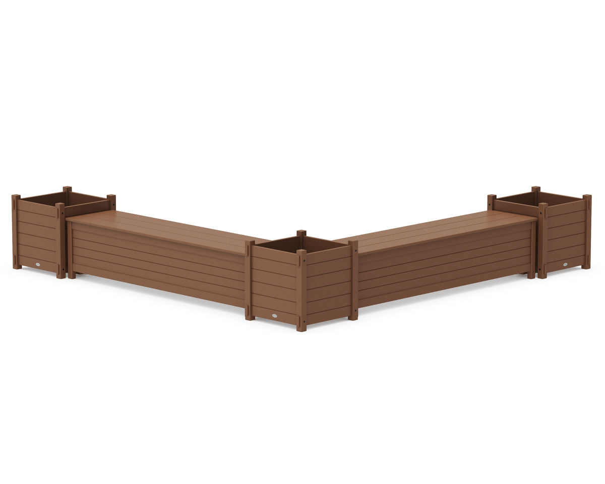 POLYWOOD 72" Nautical L-Shaped Planter Storage Bench Corner Set - Large in Teak