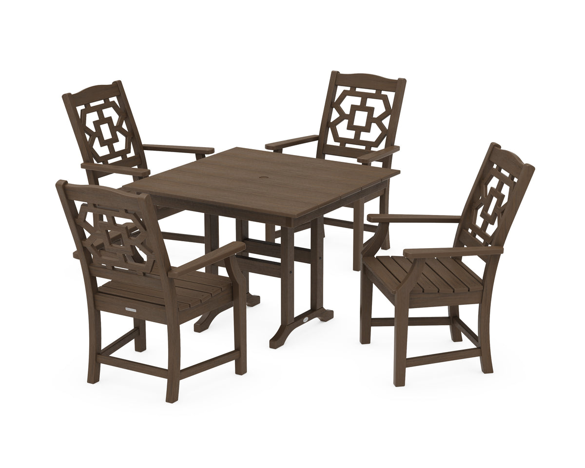 POLYWOOD Chinoiserie 5-Piece Farmhouse Dining Set in Kona