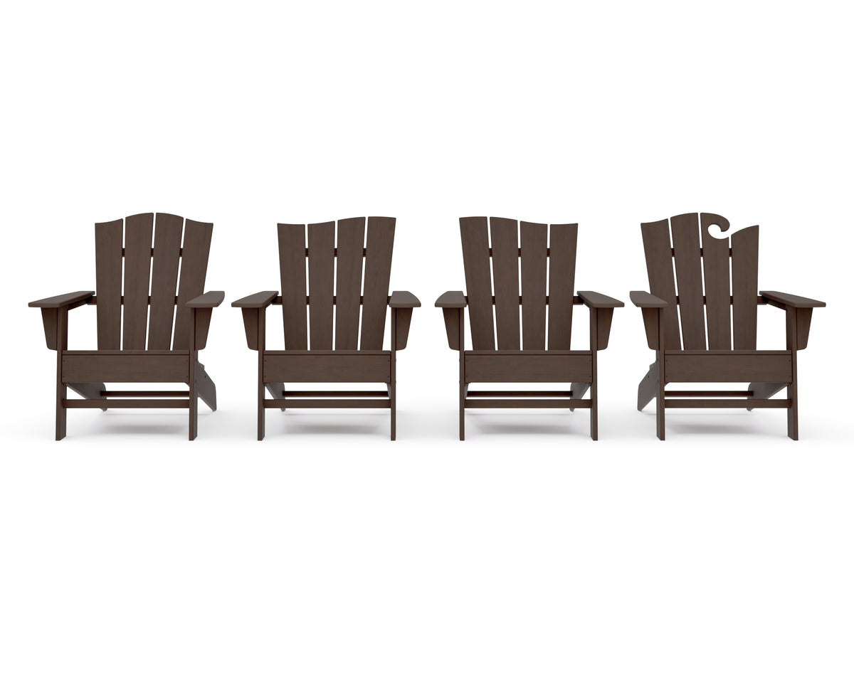POLYWOOD Wave Collection 4-Piece Adirondack Chair Set in Kona