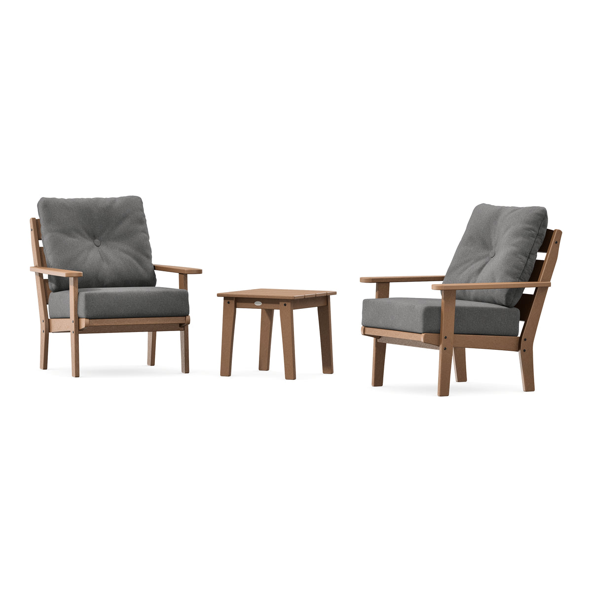 POLYWOOD Lakeside 3-Piece Deep Seating Chair Set in Teak