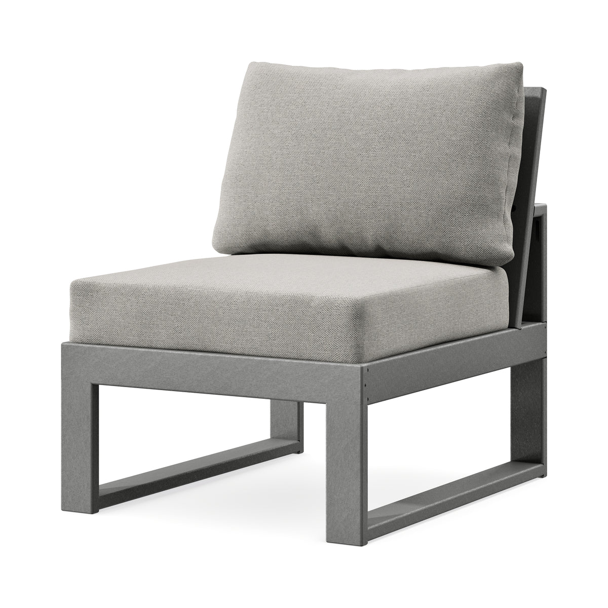 POLYWOOD Modular Armless Chair in Slate Grey / Weathered Tweed