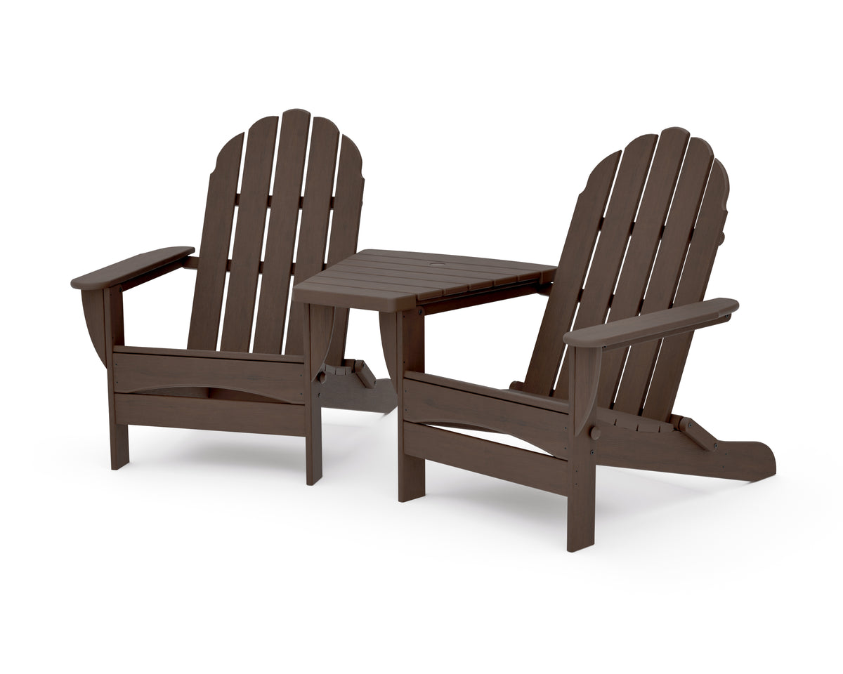 POLYWOOD Classic Oversized Adirondacks with Angled Connecting Table in Kona