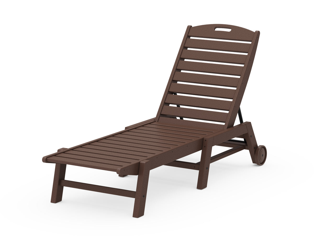 POLYWOOD Nautical Chaise with Wheels in Mahogany