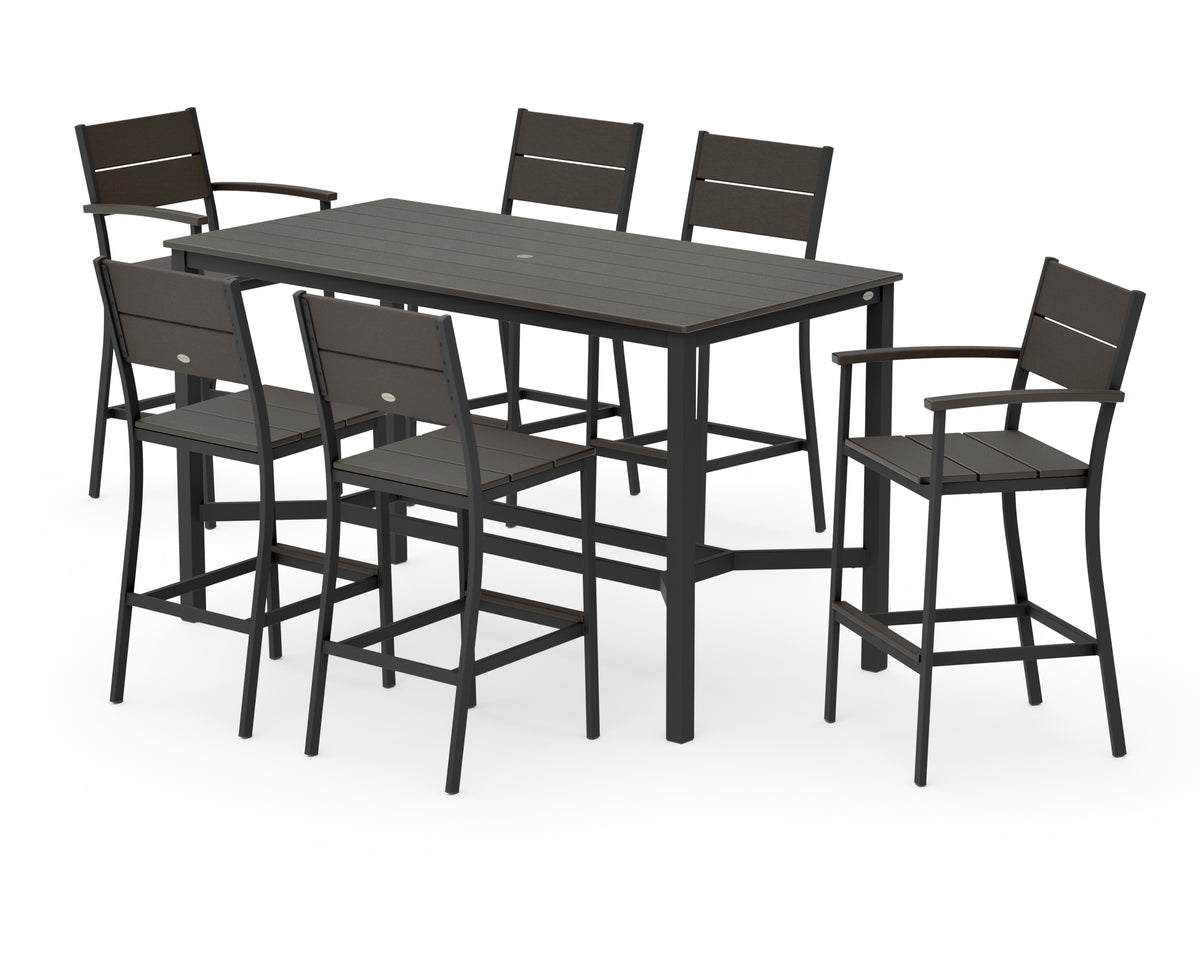 POLYWOOD Main Street 7-Piece Bar Set in Black / Vintage Coffee