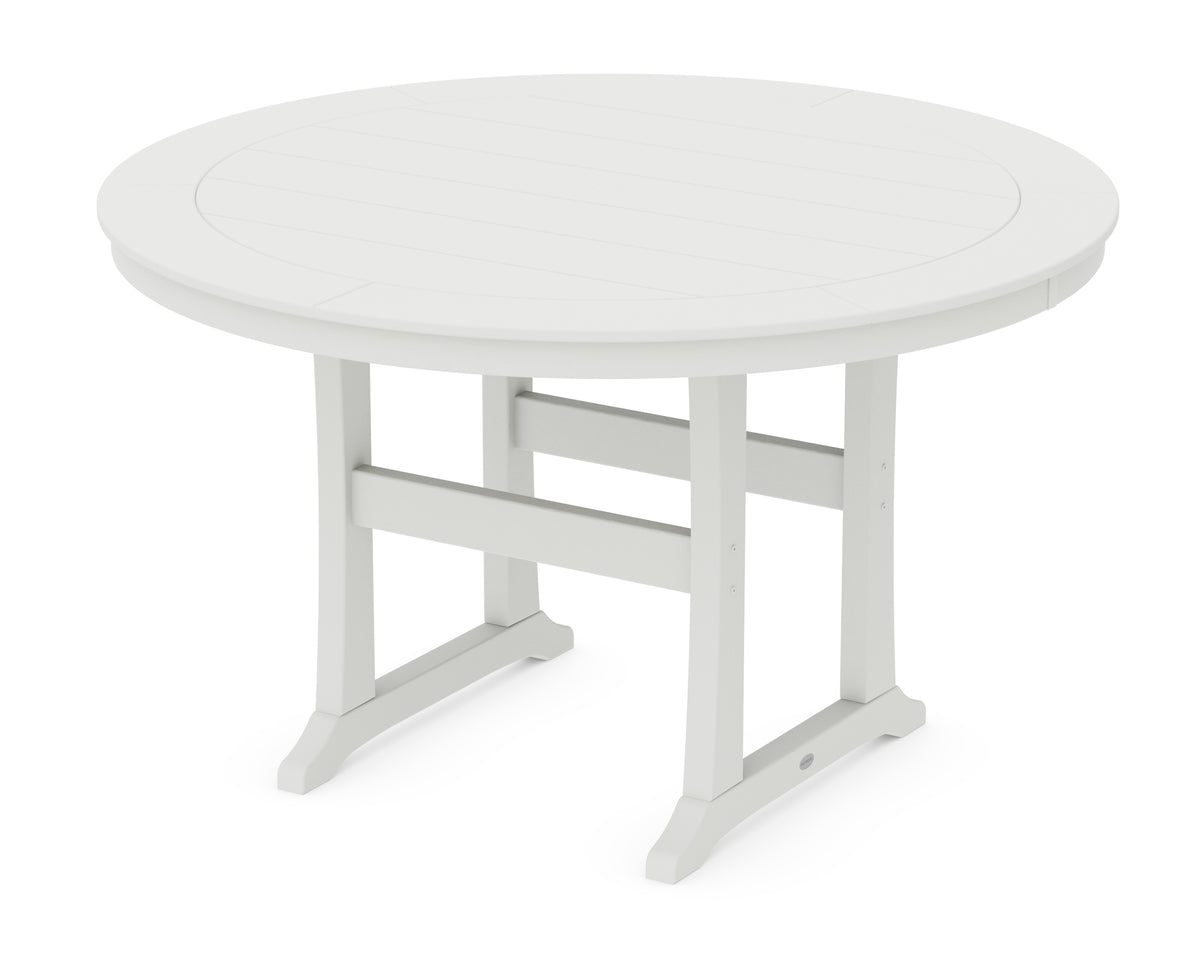 POLYWOOD Nautical Trestle 60" Round Counter Table in Vintage White
