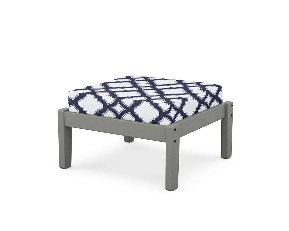 POLYWOOD Deep Seating Ottoman in Slate Grey / Trellis Navy