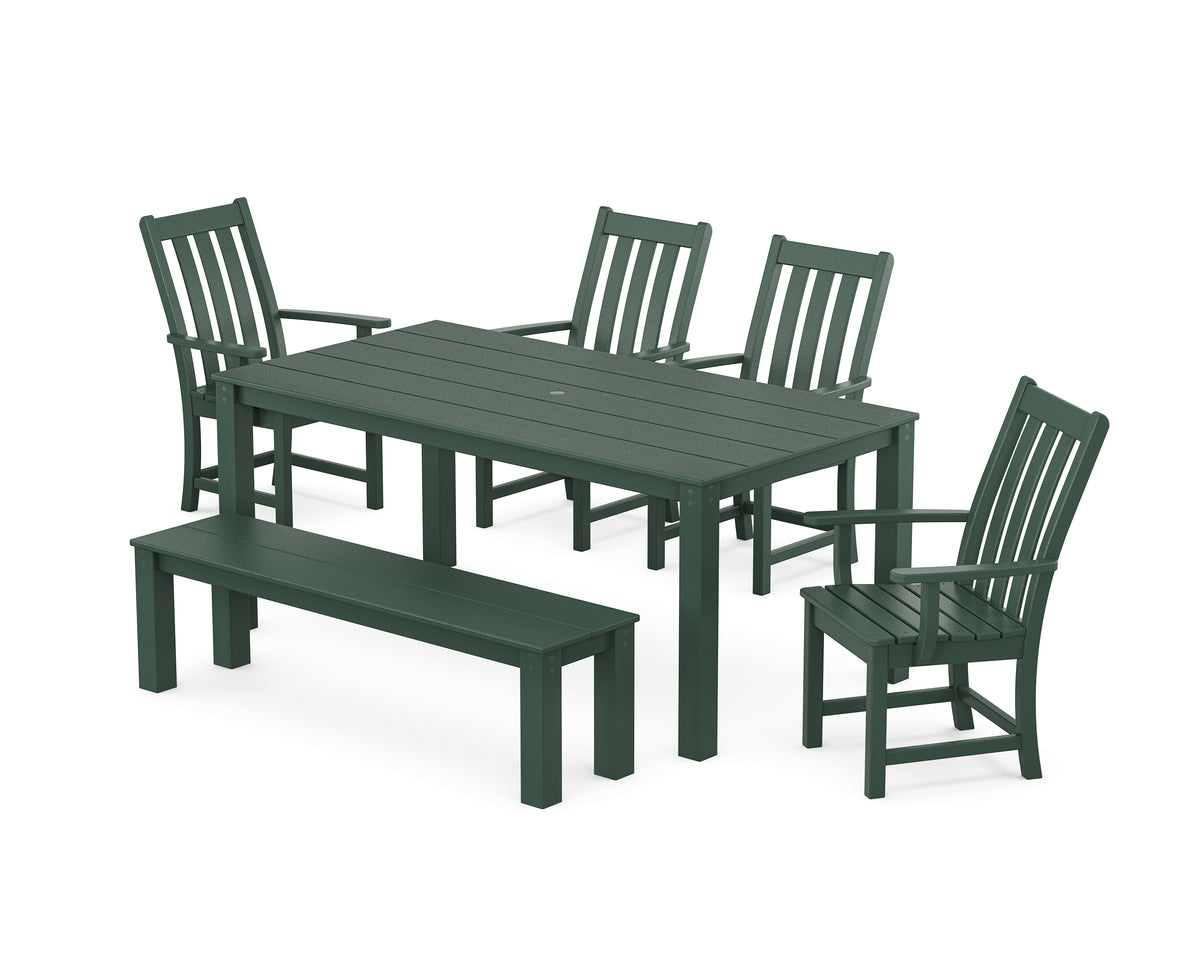 POLYWOOD Vineyard 6-Piece Parsons Dining Set with Bench in Green
