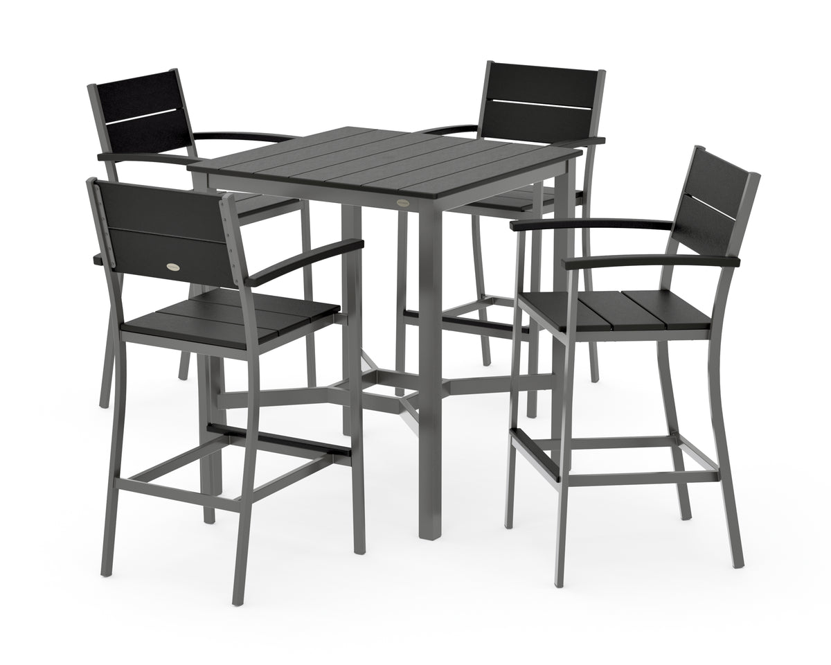 POLYWOOD Main Street 5-Piece Bar Set in Charcoal / Black