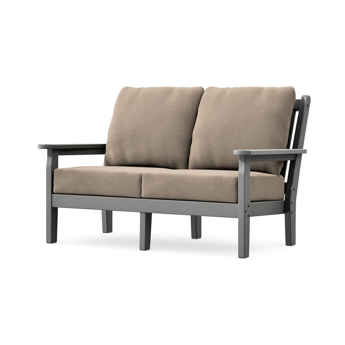 POLYWOOD Chippendale Deep Seating Loveseat in Slate Grey / Spiced Burlap