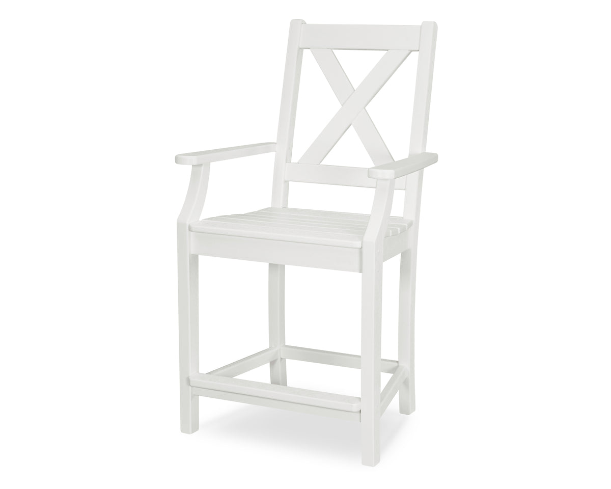 POLYWOOD Braxton Counter Arm Chair in White