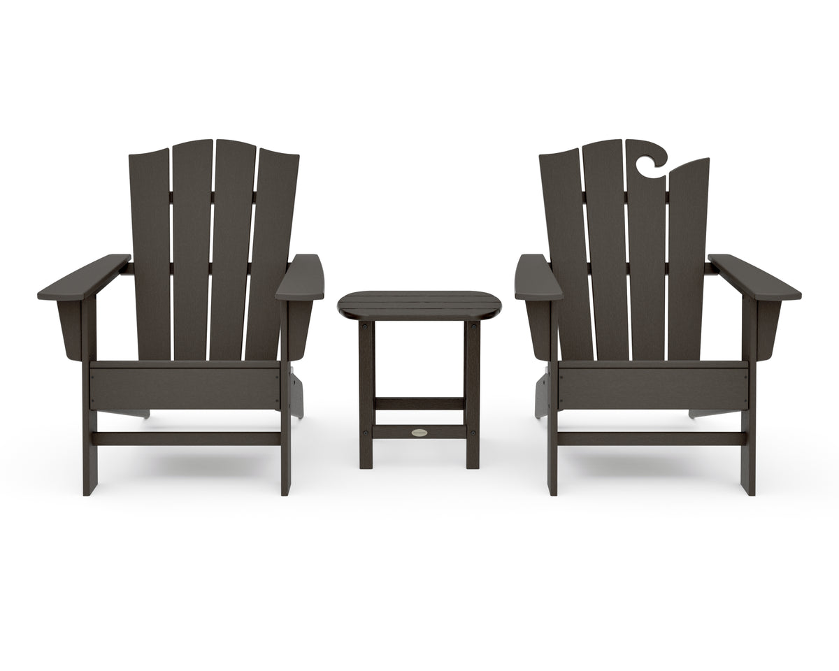 POLYWOOD Wave Collection 3-Piece Set in Vintage Coffee