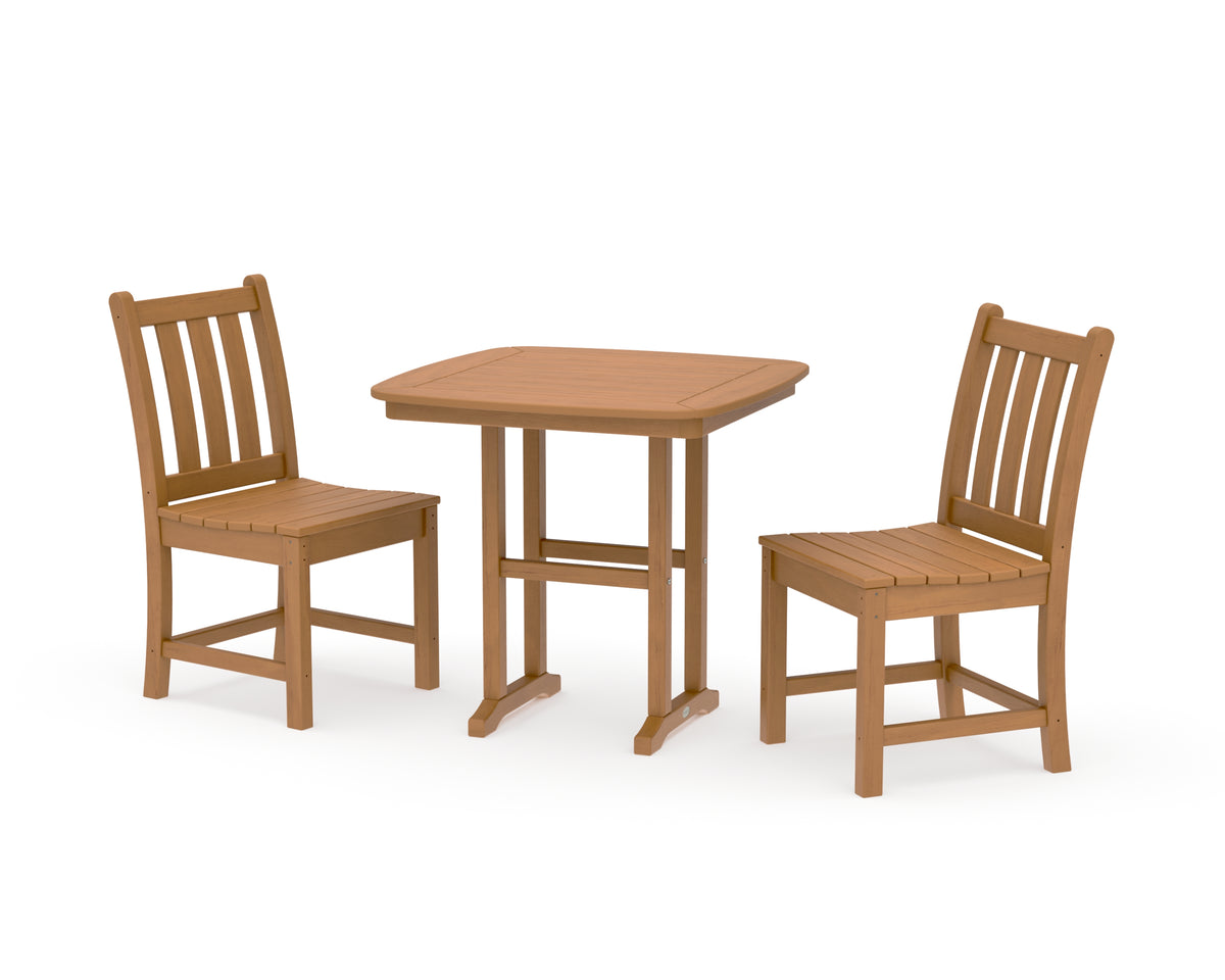POLYWOOD Traditional Garden Side Chair 3-Piece Dining Set in Natural