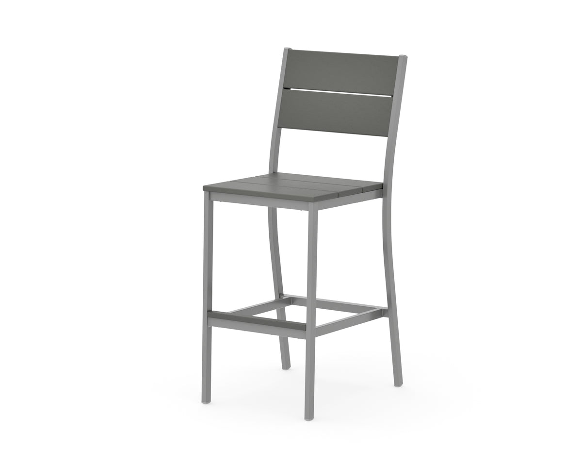 POLYWOOD Main Street Bar Side Chair in Silver / Slate Grey