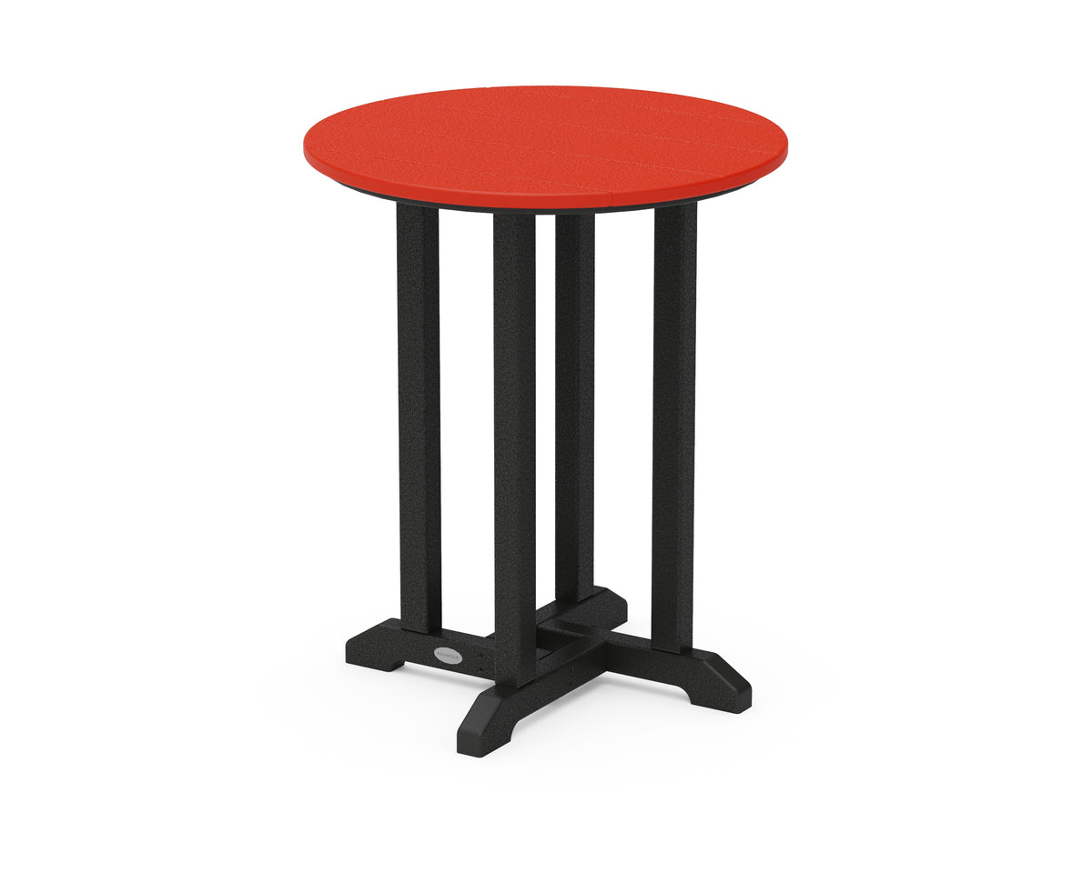 POLYWOOD Contempo 24" Round Dining Table in Black / Sunset Red