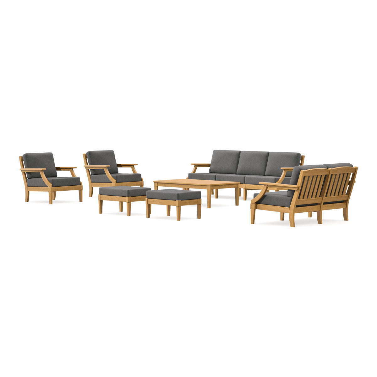 POLYWOOD PW Designer Series Estate 7-Piece Lounge Sofa Set in Natural / Ash Charcoal