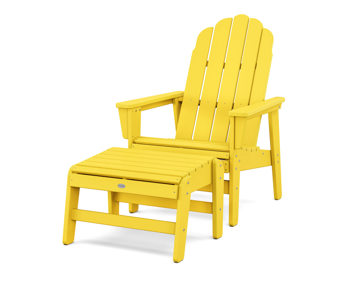 POLYWOOD Vineyard Grand Upright Adirondack Chair with Ottoman in Lemon