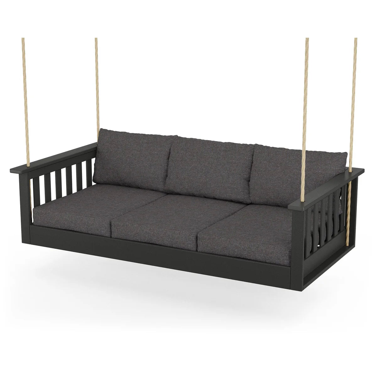 POLYWOOD Vineyard Daybed Swing in Black / Ash Charcoal