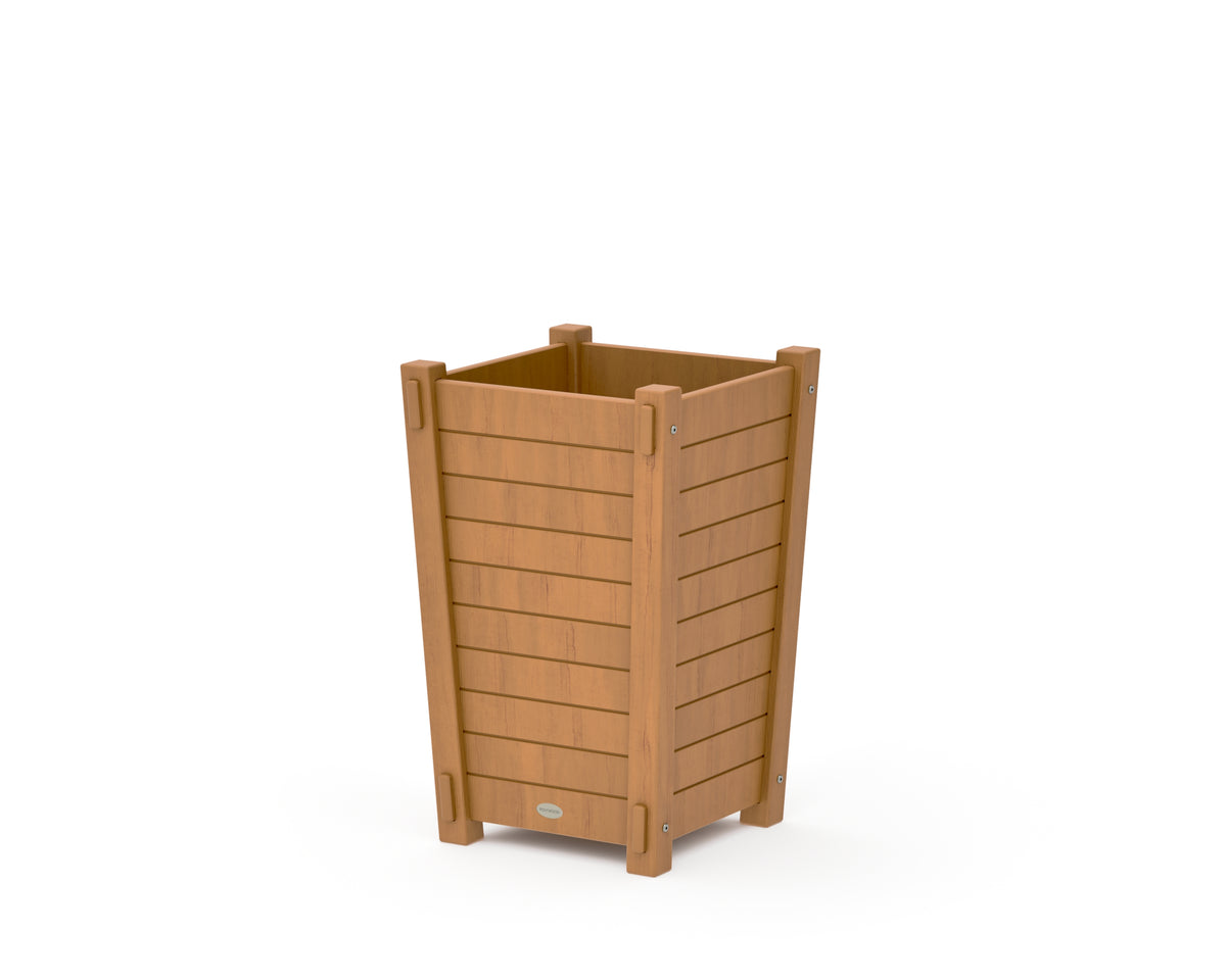 POLYWOOD Nautical Tapered Square Short Planter Box in Natural