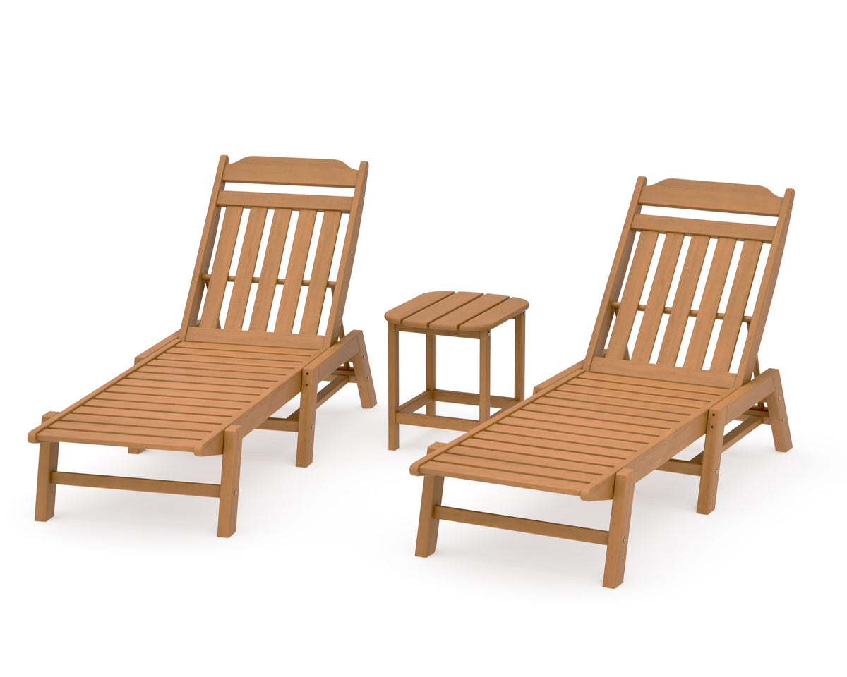 POLYWOOD Cottage 3-Piece Chaise Set in Natural
