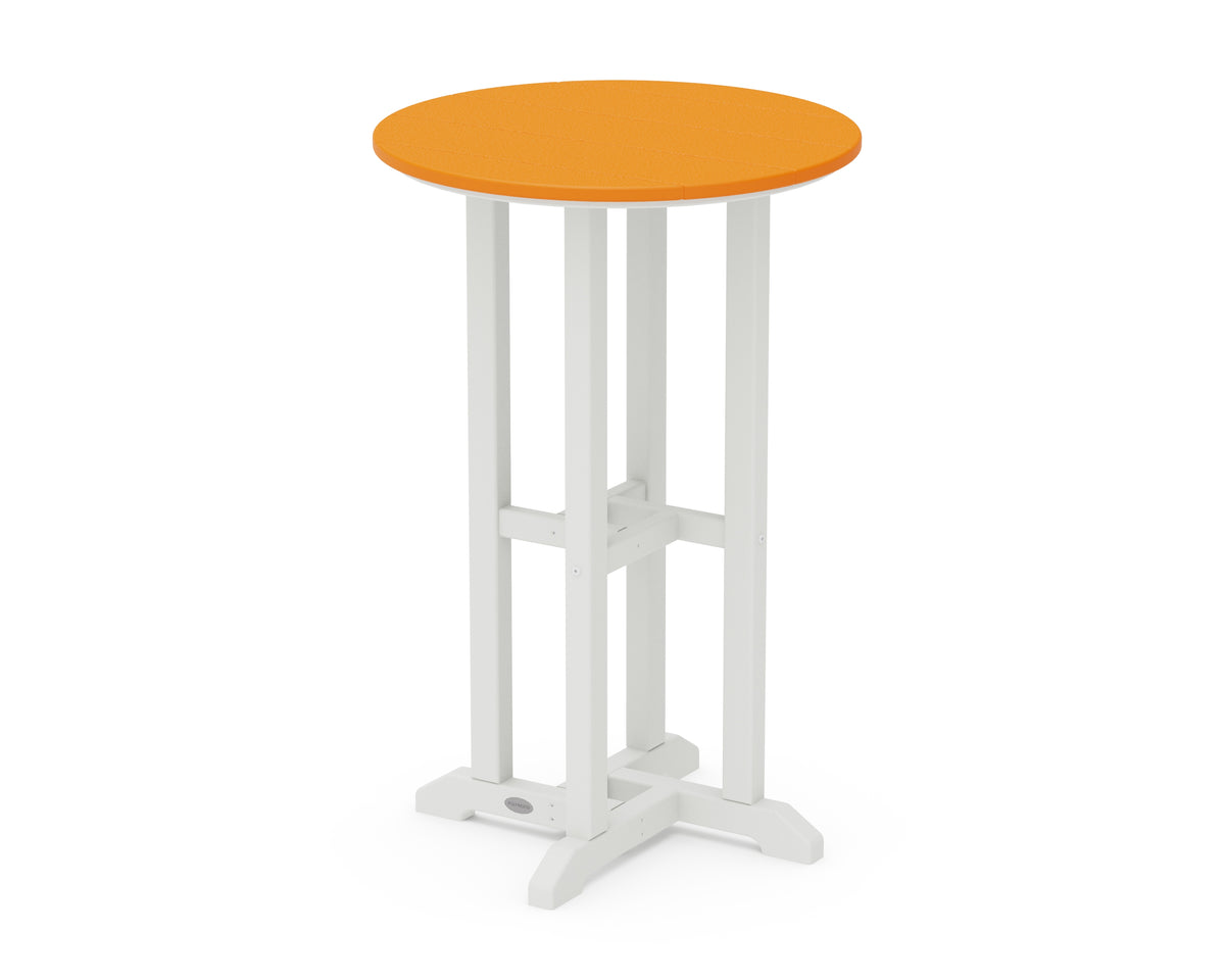 POLYWOOD Contempo 24" Round Counter Table in White / Tangerine