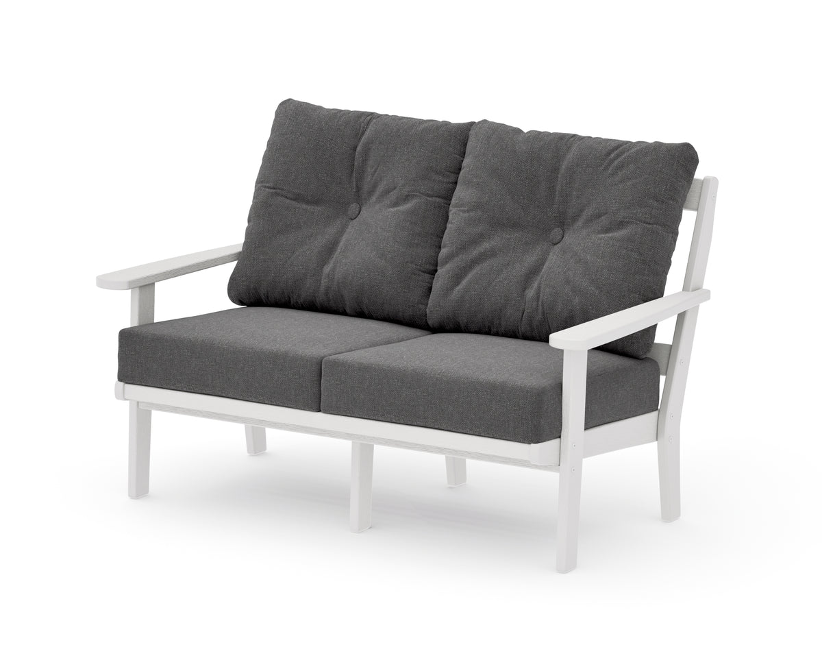 POLYWOOD Mission Deep Seating Loveseat in Vintage White / Ash Charcoal