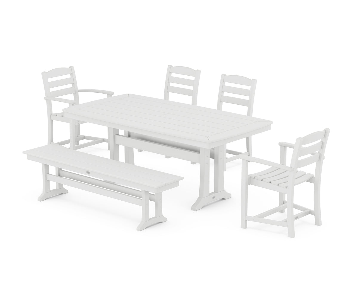 POLYWOOD La Casa Café 6-Piece Dining Set with Trestle Legs in White