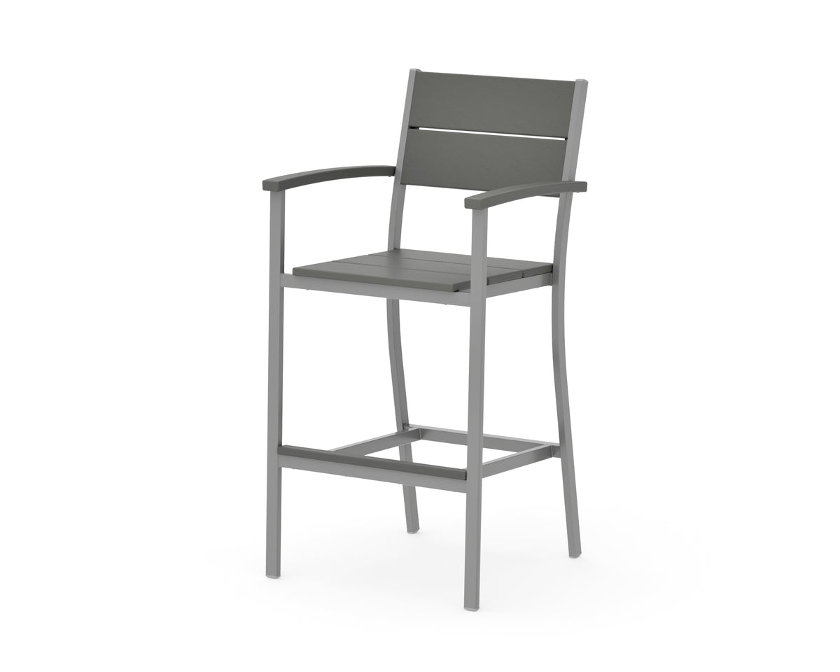 POLYWOOD Main Street Bar Arm Chair in Silver / Slate Grey