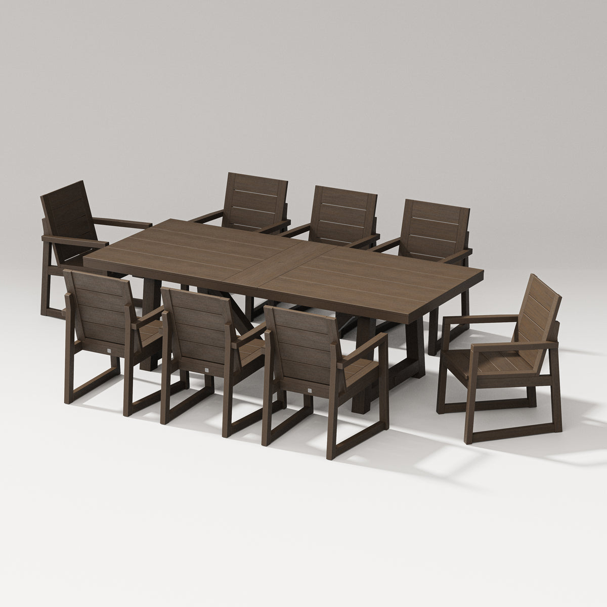 POLYWOOD PW Designer Series Elevate 9-Piece A-Frame Table Dining Set in Kona