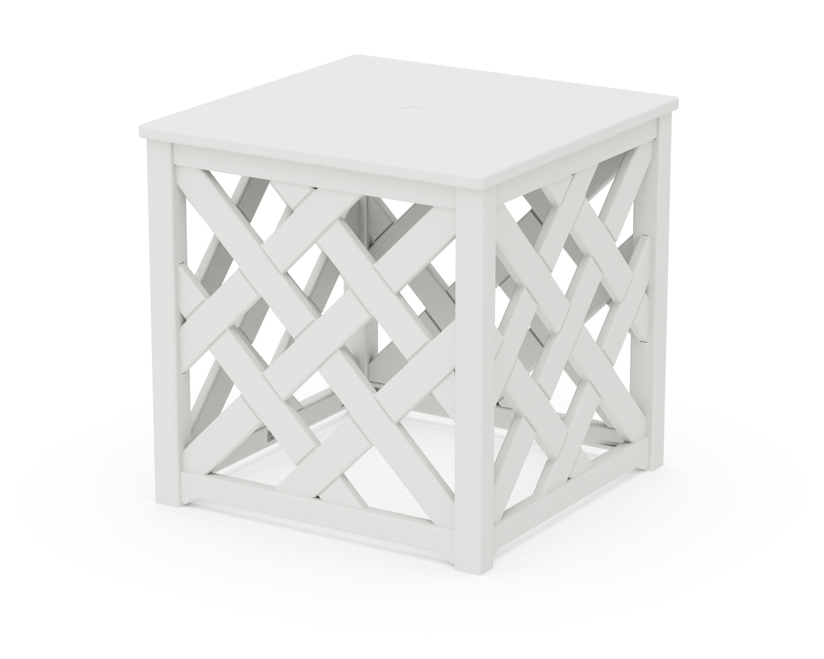 POLYWOOD Wovendale Accent Umbrella Table in White